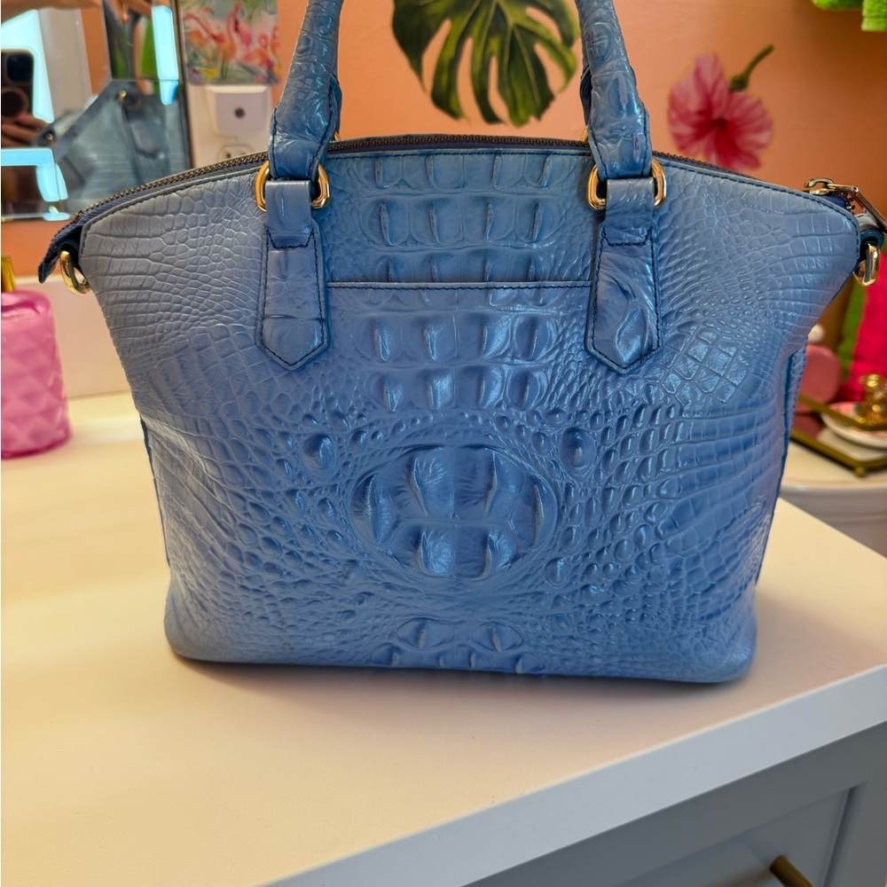 💙Brahmin Blue Crocodile-Embossed Leather Satchel💙 - Picture 3 of 15